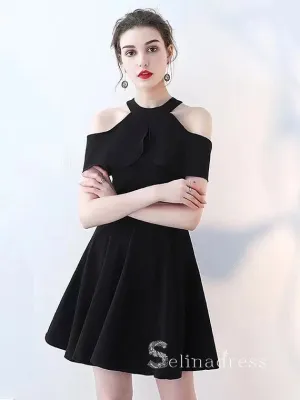 A-line Scoop Little Black Simple Cheap Short Prom Dress Homecoming Dresses #MHL133