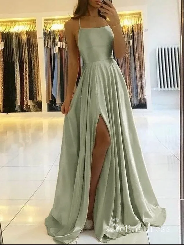 A-line Spaghetti Straps Cheap Long Prom Dresses Evening Gowns MHL2826