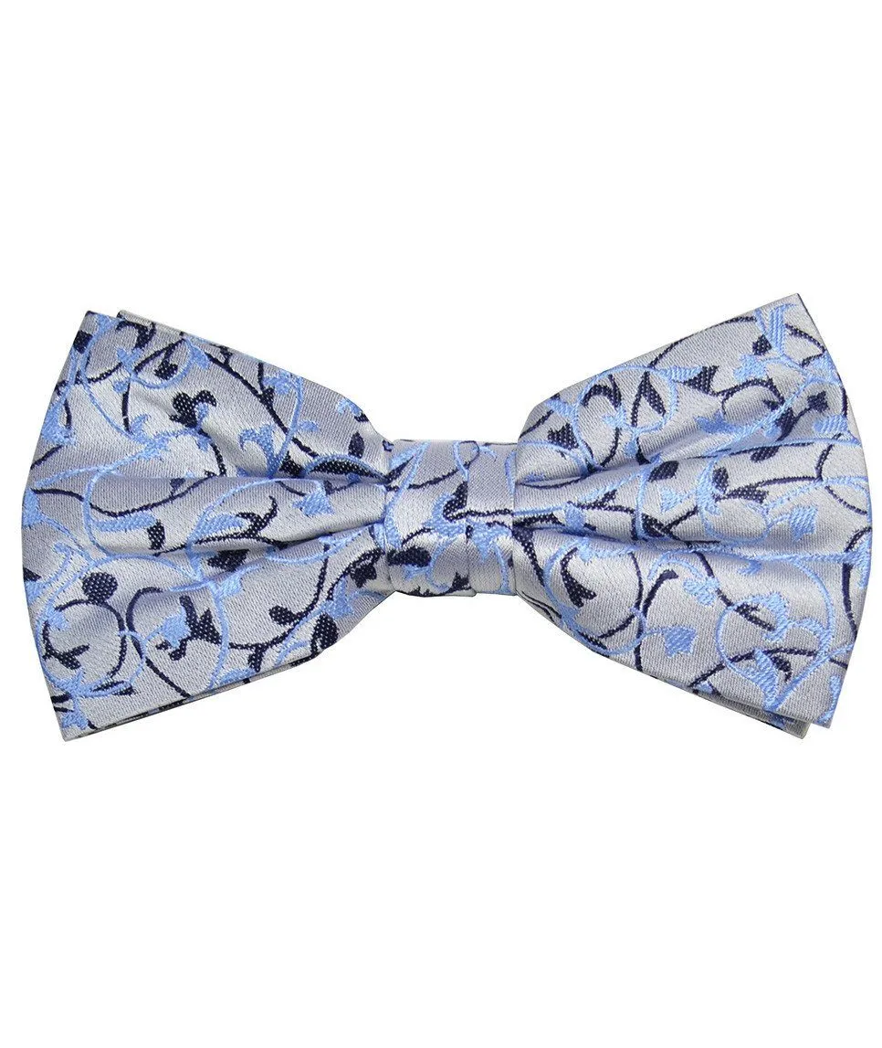 Blue Vines Silk Bow Tie