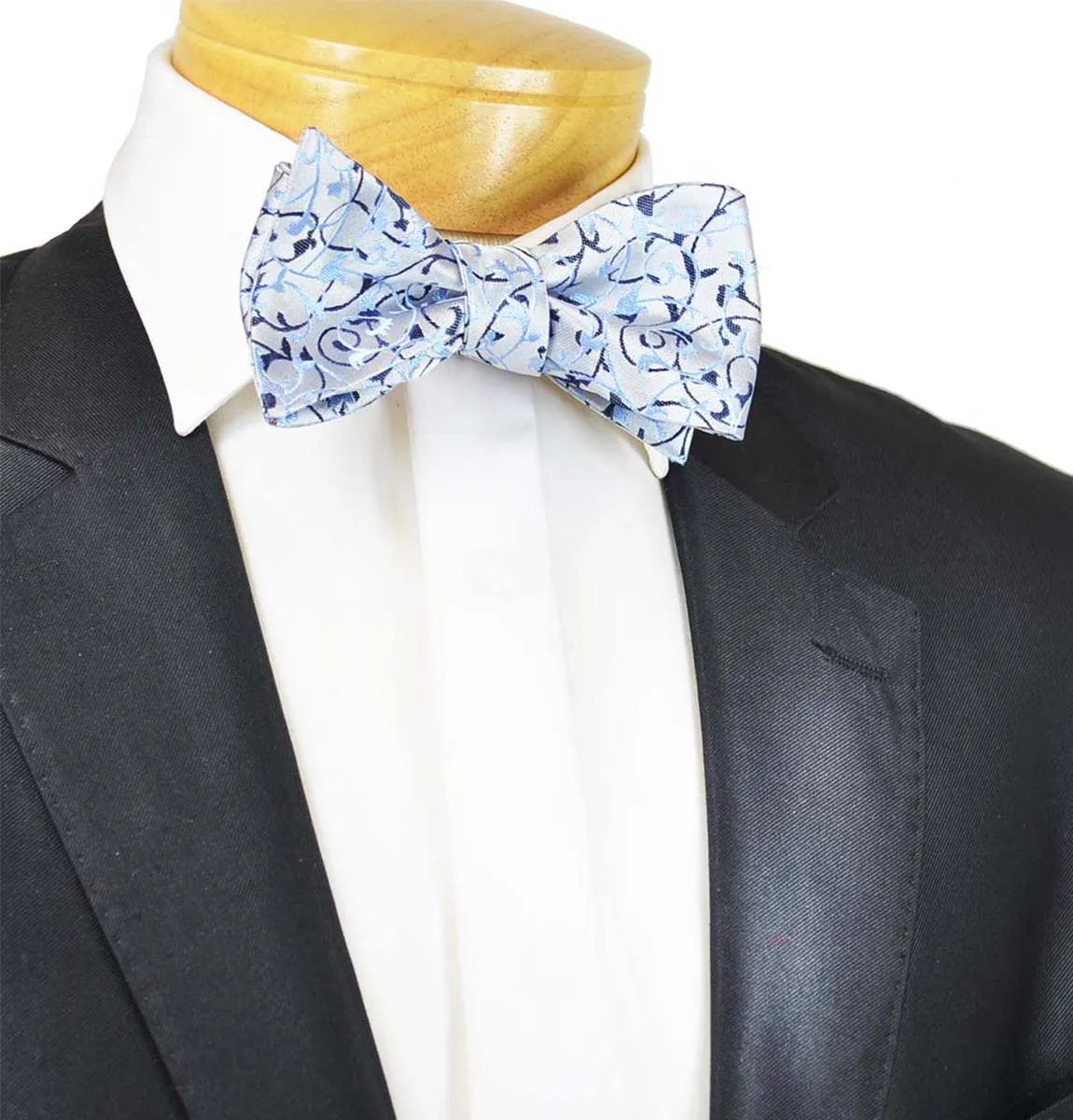 Blue Vines Silk Bow Tie