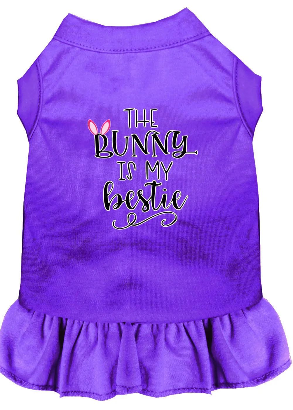 Bunny Is My Bestie Screen Print Dog Dress Purple Xs (8)