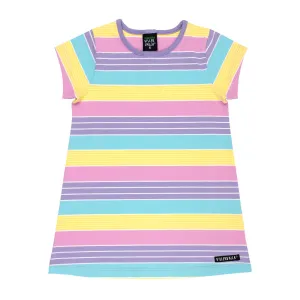 California Multistripe Short Sleeve Dress