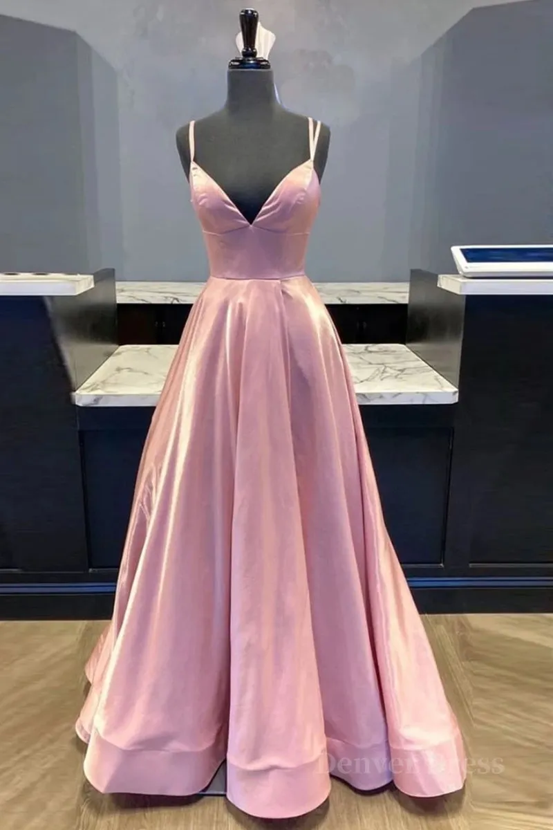 Custom Made V Neck Backless Pink Prom Dress Backless Pink Formal Dress Simple Pink Evening Dress