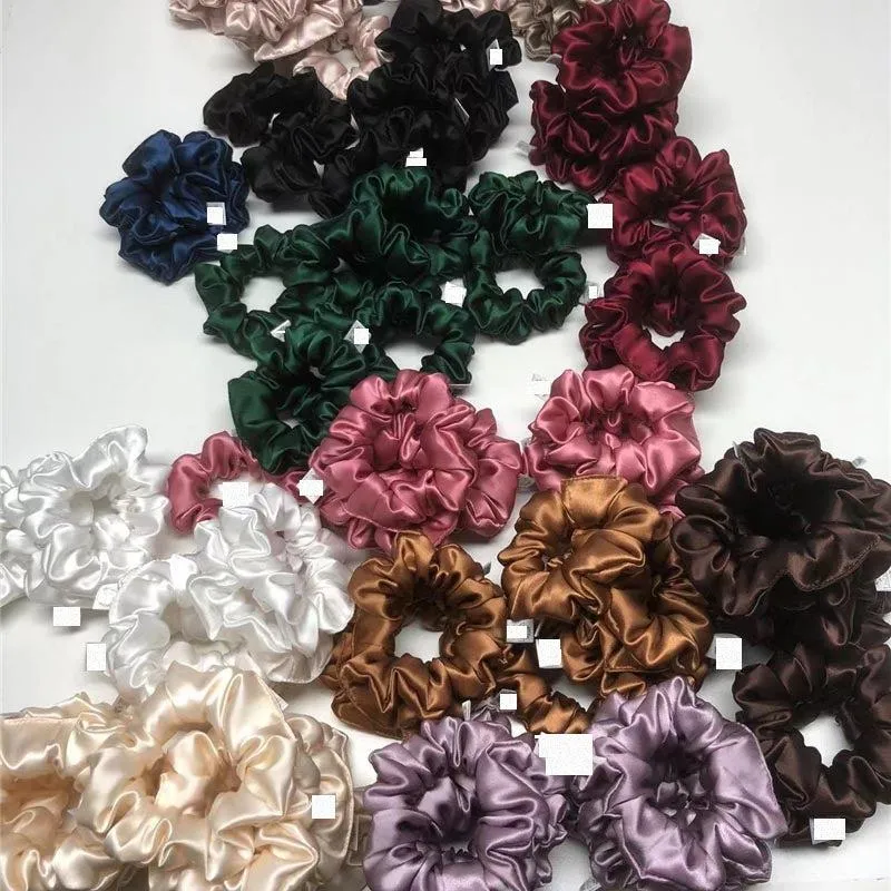 Dark Grey silk scrunchies medium