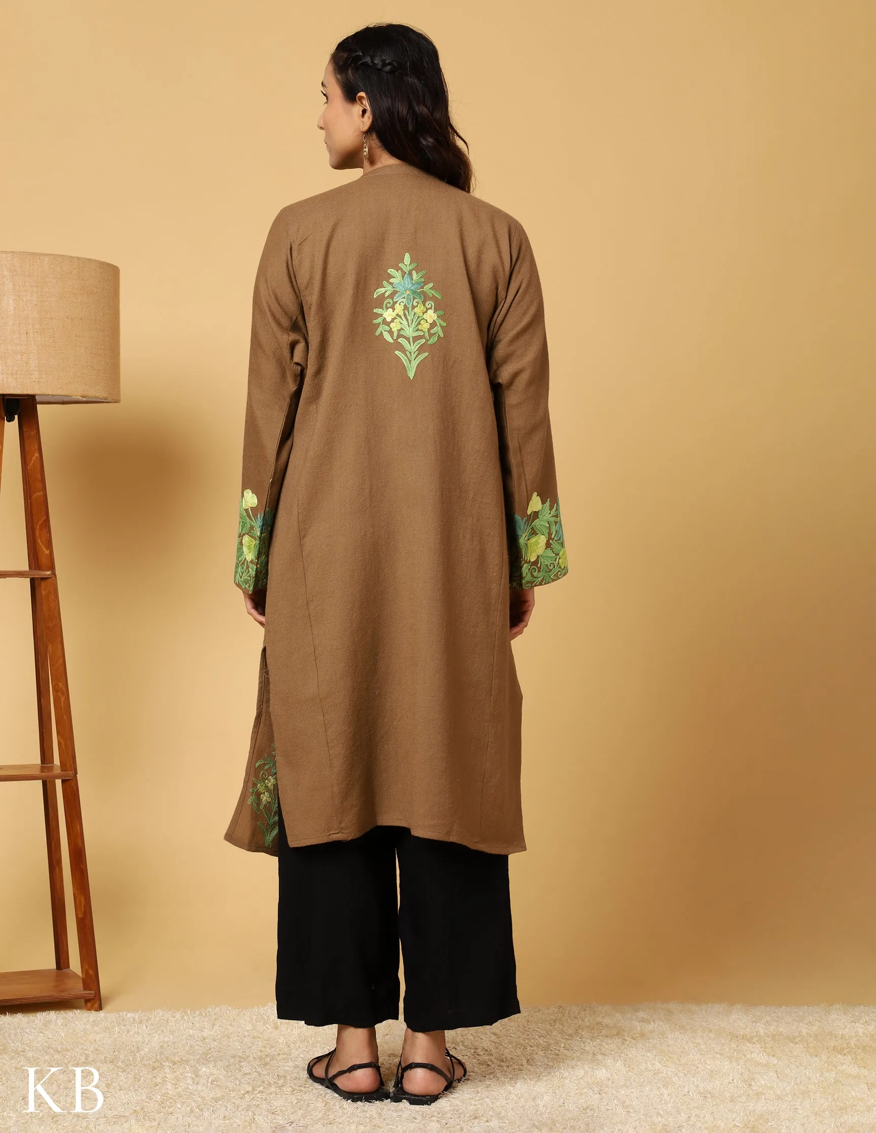 Earthy Elegant Zari Aari Embroidered Pure Wool Phiran