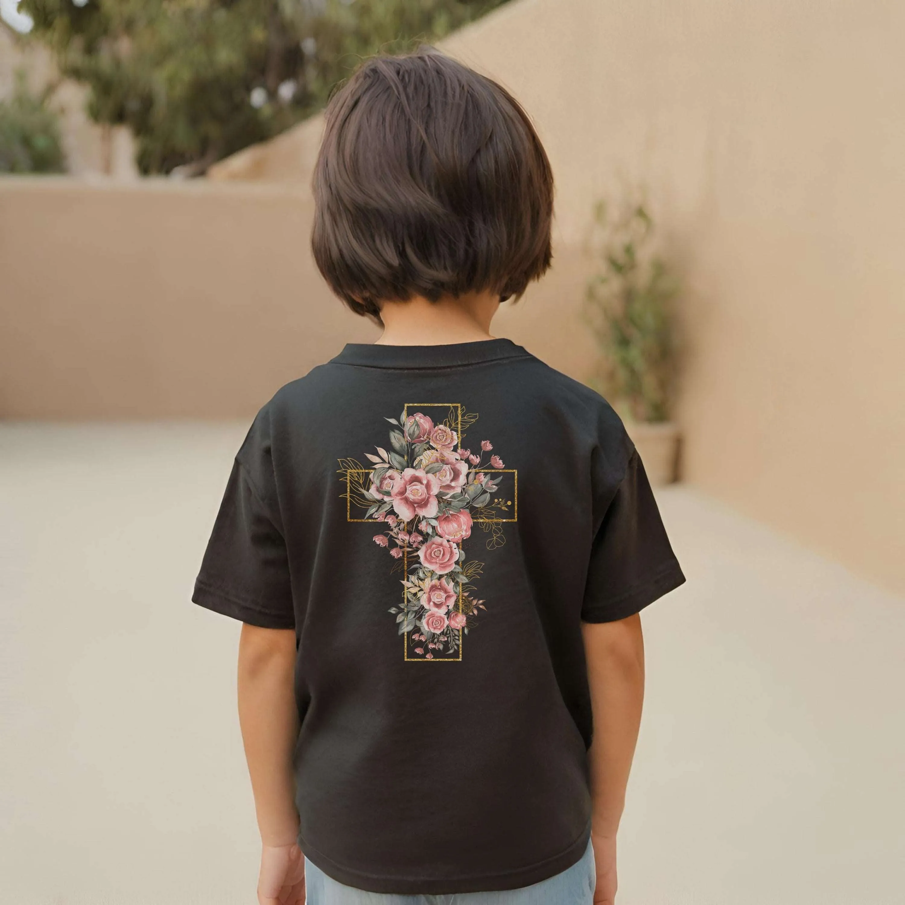 Kids Blooming Cross Heavy Cotton Tee