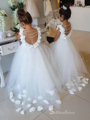 Lovely Flower Girl Dresses For Wedding WIth Back Pearl Ball Gown Bridesmaid Dress For Girls GRS036