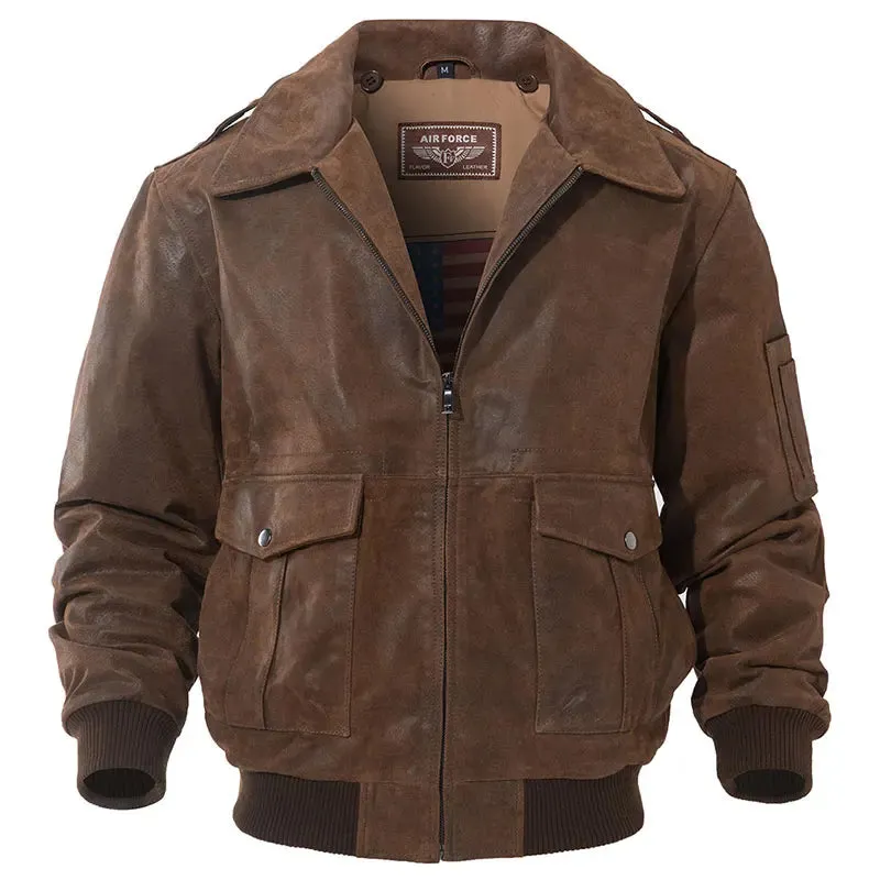 Men's Genuine Leather Bomber Jacket