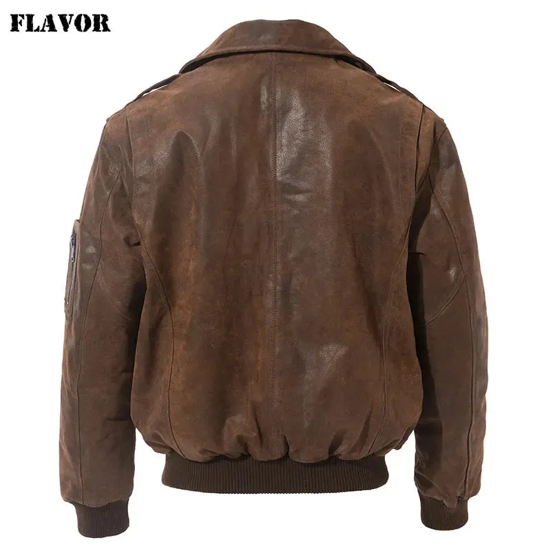 Men's Genuine Leather Bomber Jacket