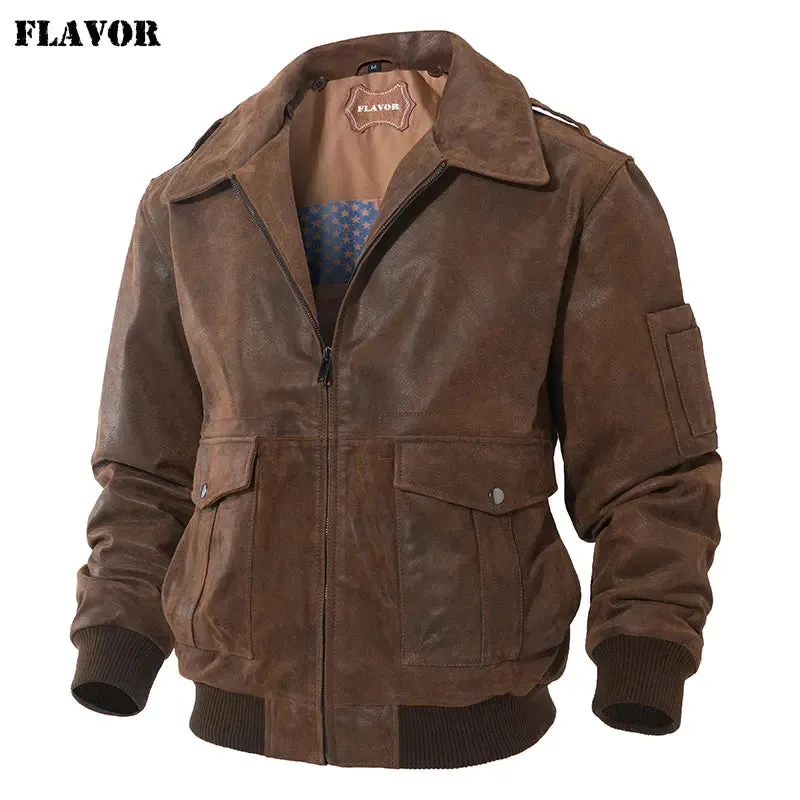 Men's Genuine Leather Bomber Jacket