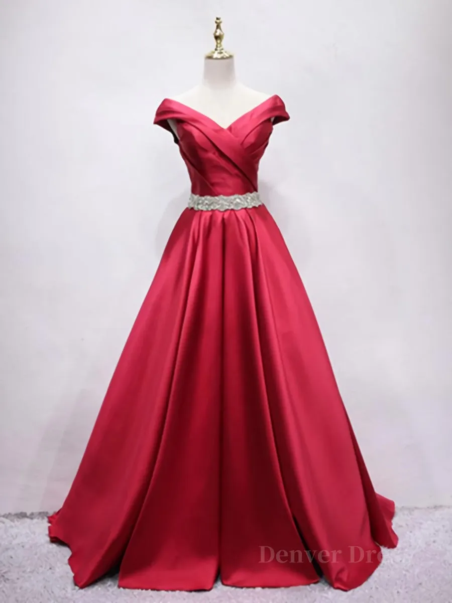 Off the Shoulder Burgundy Long Prom Dresses Off Shoulder Wine Red Formal Evening Dresses