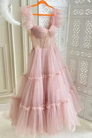 Pink Tulle Short Prom Dresses A-Line Party Homecoming Dresses