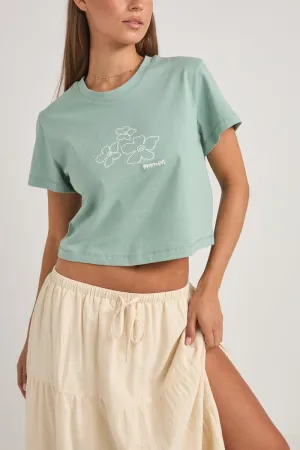 Rhythm Embroidered Rhythm Crop Crew Tee - SAGE