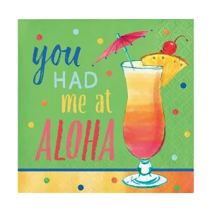 Summer Cocktail Aloha Beverage Napkins 16ct