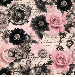 Vintage Floral Steampunk Journal 1 Printed Vinyl Sheet-Tumbler Wrap