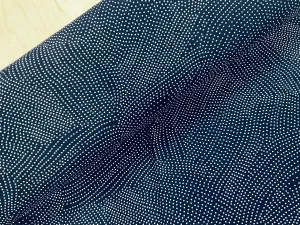 White Dots on Navy Viscose Jersey